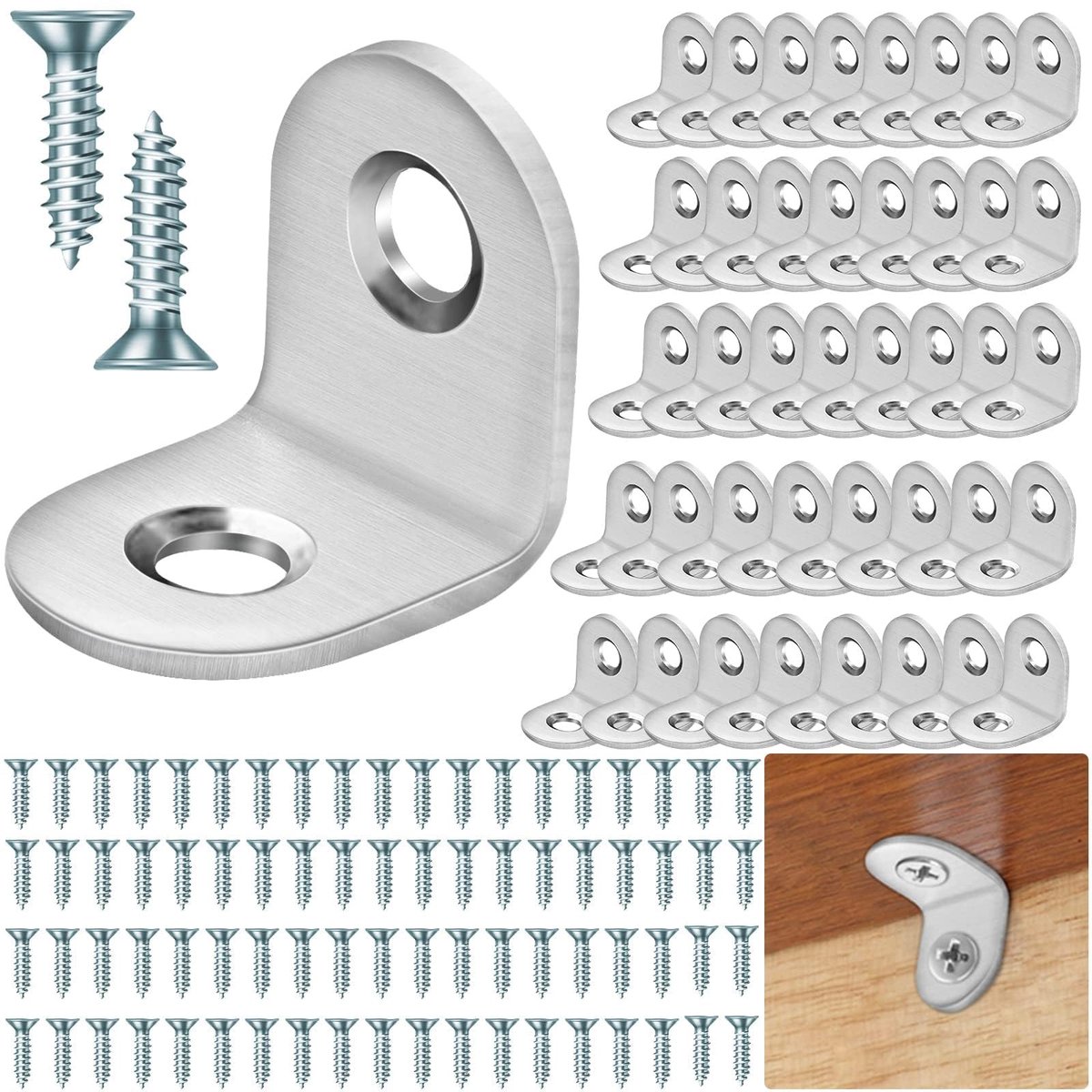 Elzusha - L Hoekbeugels - 40 Stuks - Ideaal voor Meubels - 20MM - Hoekbeugels - Perfect voor Kasten en Planken - Ruimtebesparend
