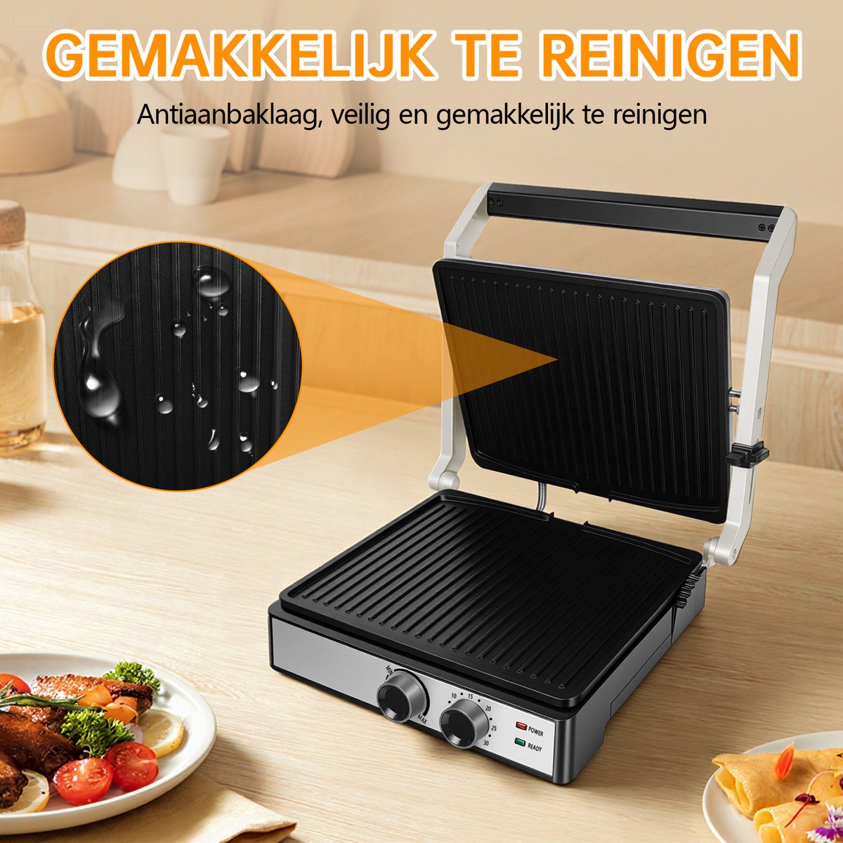 Multifunctionele Ontbijtmachine - Sandwich - 29x35x13 cm - 3-in-1 - 2000W - Anti-aanbak — cadeau in Kookcadeaus - foto 2