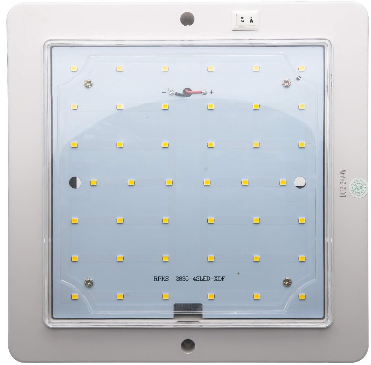 Dailygoods - vierkante plafondlamp - LED-camperbus verlichting - energiebesparend - wit licht - voor caravan en boot - 12-24V