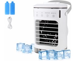 Airco – Mobiele airco – Draagbare airconditioner – Aircooler4-in-1 ventilator – 4 snelheden & 3 standen – 2-8 uur timer – 7 kleurenverlichting – AC-unit met 900 ml watertank – voor slaapkamer, kantoor, thuis en op de camping