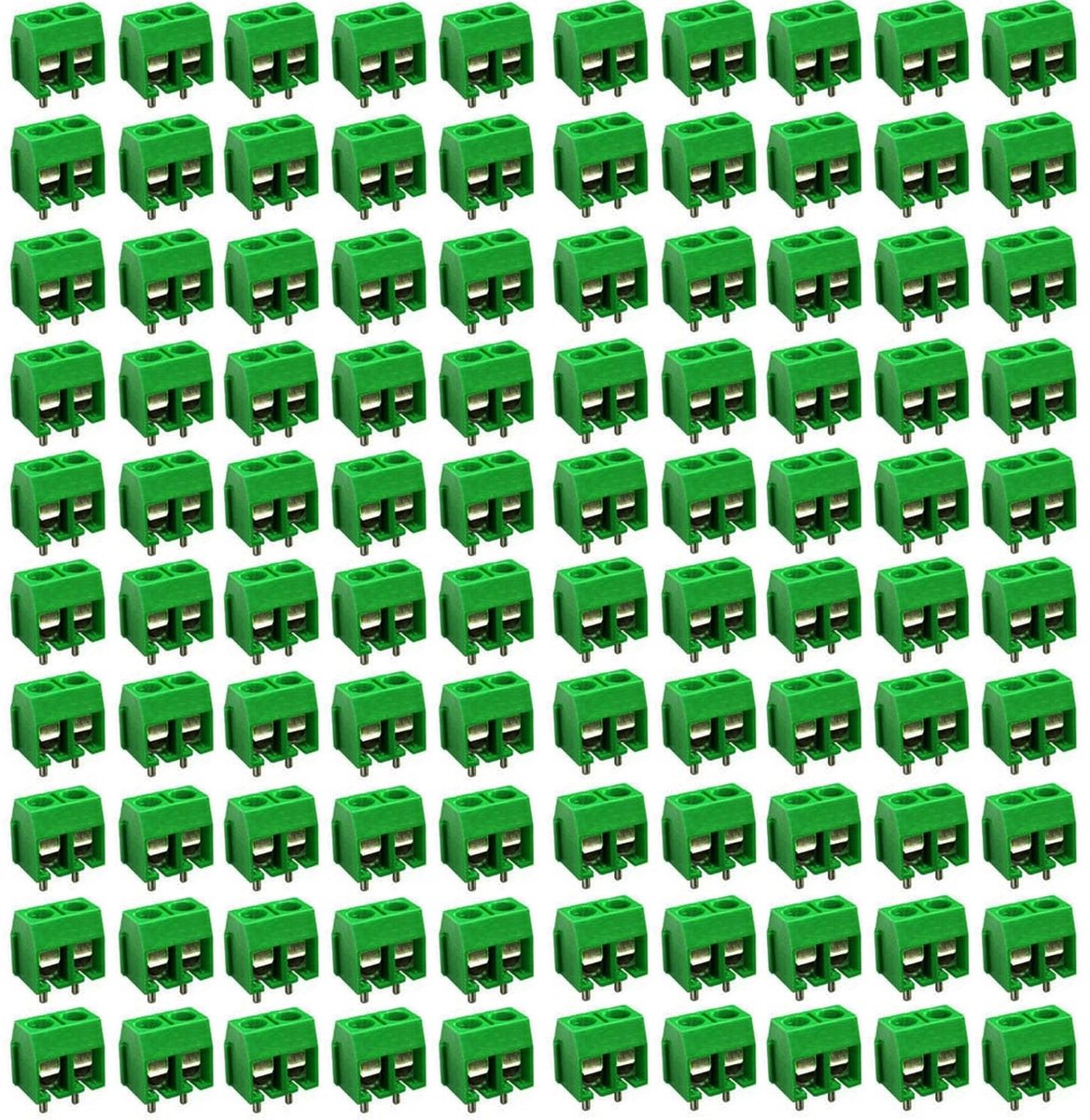 100PCS 5mm PCB Mount Screw Terminals 10A 300V - Groene Klemmen