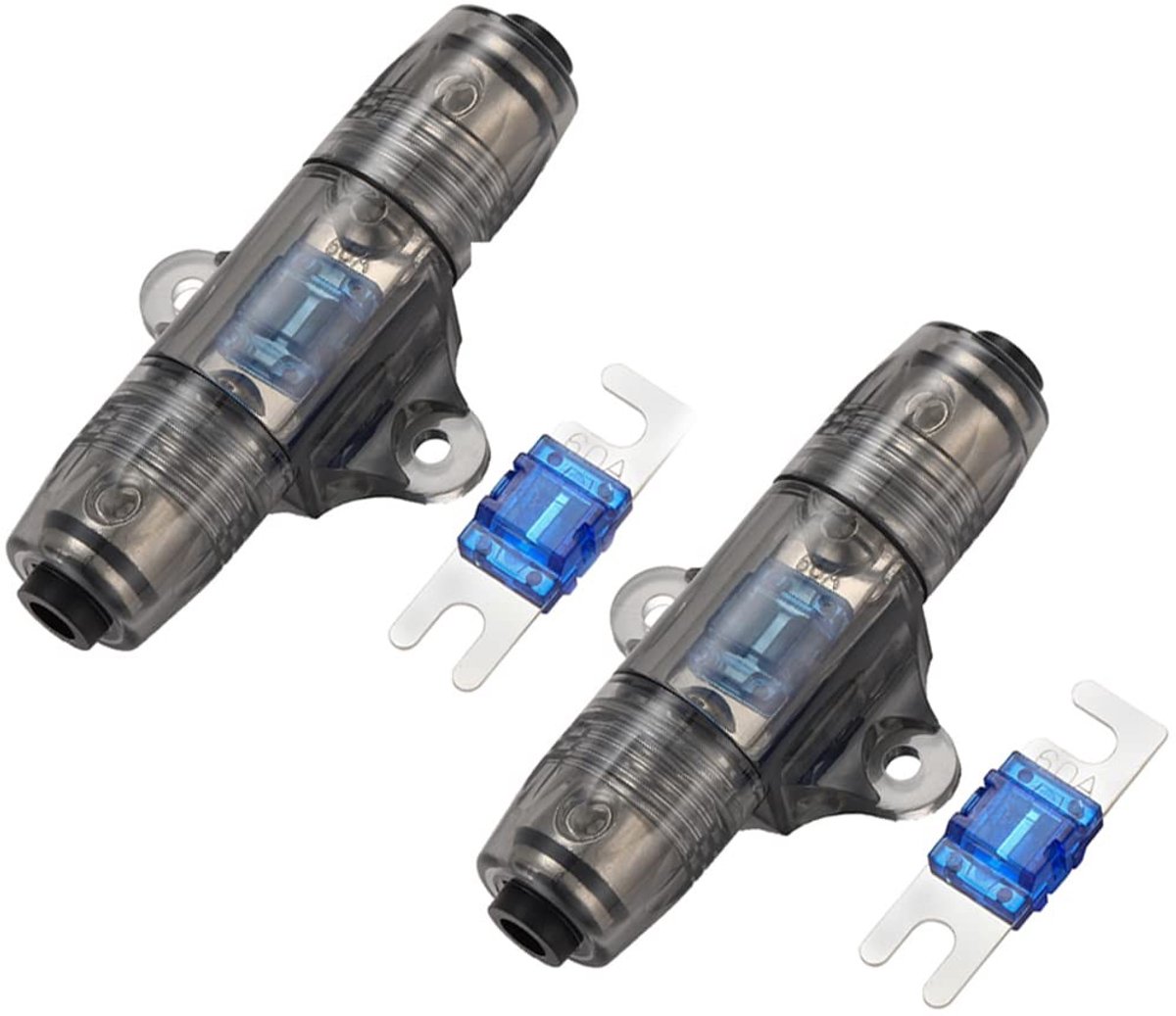 Dailygoods - In-line AGU Fuse Holder - 60A fuse holder met fuses - Ideaal voor auto audio systemen - 2 stuks - Eenvoudige installatie - Duurzame kwali