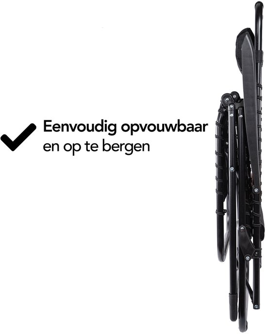 Brixy Opvouwbare Tuinstoelen set van 2 - Ligstoelen - Opvouwbaar - Verstelbaar - Ergonomisch Hoofdkussen - Metaal - Textileen - Zwart van Brixy — afbeelding 5