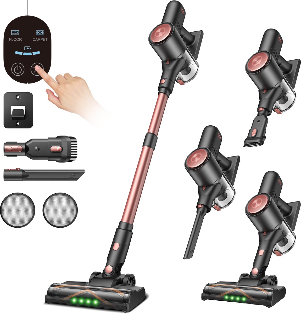 Vactidy Blitz V10 Pro - Draadloze steelstofzuiger - 100 AW, 55 kPa, 400 W - Gebruiksduur van 45 min - LED-display - Telescopische steel