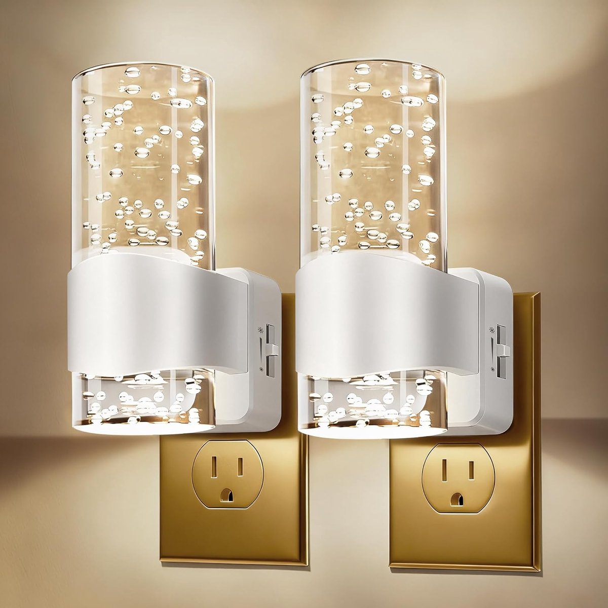 carmdering - Stekkerlamp - Nachtlampje met bewegingssensor - Stekkerlamp - Nachtlampje Stopcontact - Stekkerspot - Warm Licht - ABS-Kunststof - Wit- 2 stuks