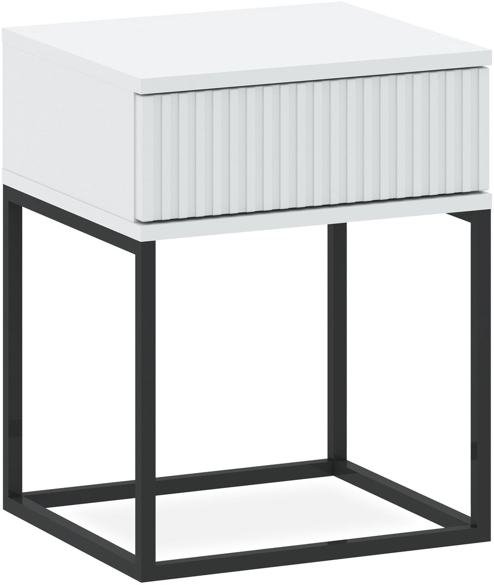 KONSIMO® RECTUS Nachtkastje - met lade - Bijzettafel - Wit - 40x52x39 cm