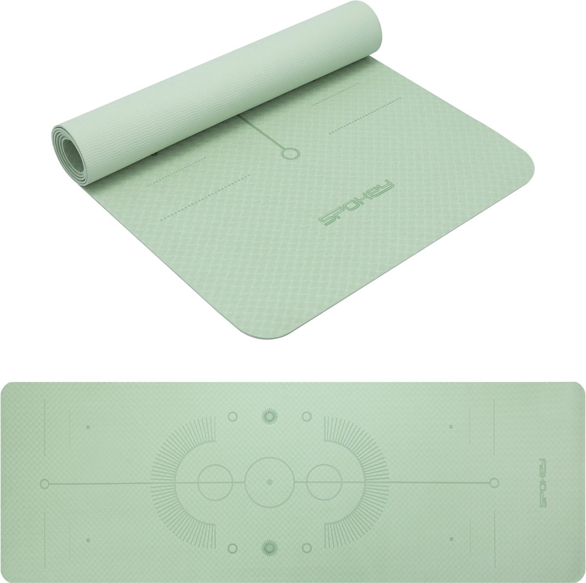Spokey MANDALA Yogamat - Groen - 183 x 61 x 0,4 cm