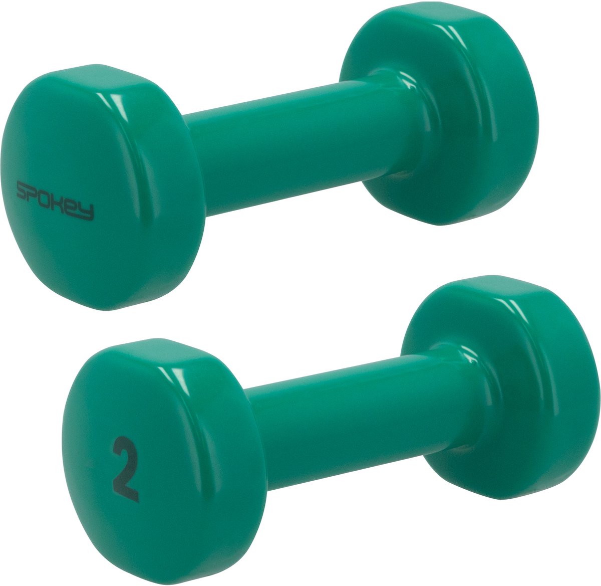 Spokey SHAPE Dumbbells 2 x 2 kg - Groen - Gietijzer - Vinyl coating - Antislip grip