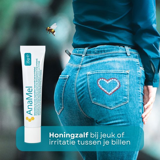 AnaMel Honingzalf - Bij anale ongemakken zoals aambeien-fissuren-anale jeuk-smetplekken-luieruitslag-anaal eczeemzalf- Bij jeuk en irritatie tussen de billen - Billenzalf