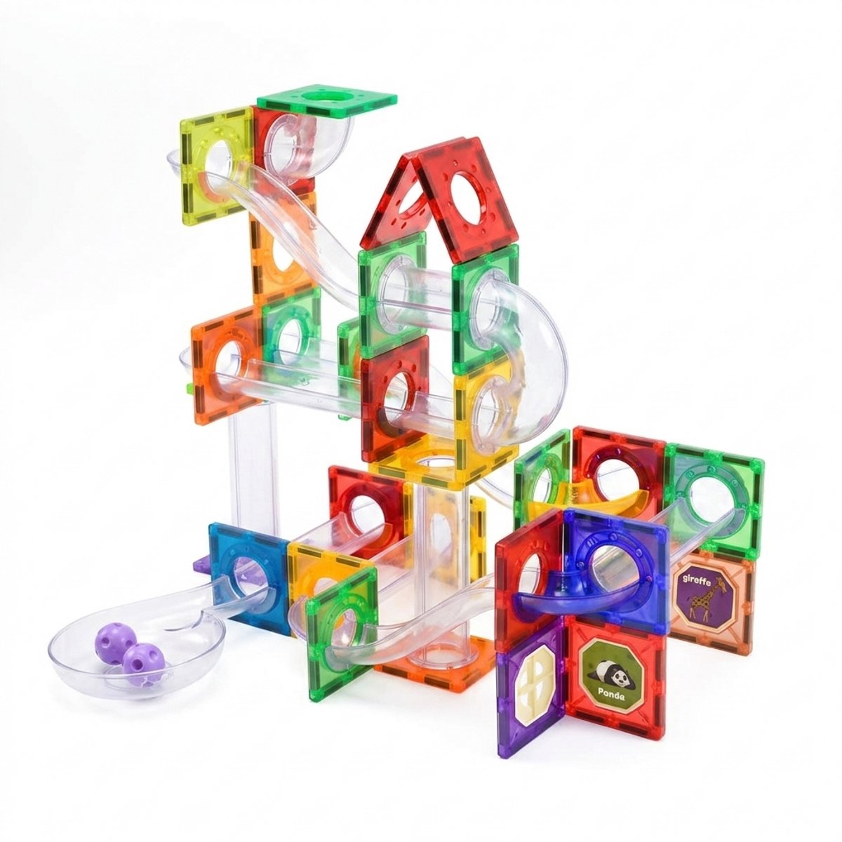 Magna Minds - Magnetic Tiles - Knikkerbaan - 150 stuks - Magnetisch Speelgoed - Constructie speelgoed - Magnetische tegels - Montessori speelgoed - Magnetic toys - Magnetische bouwstenen - Speelgoed Kinderen — afbeelding 8