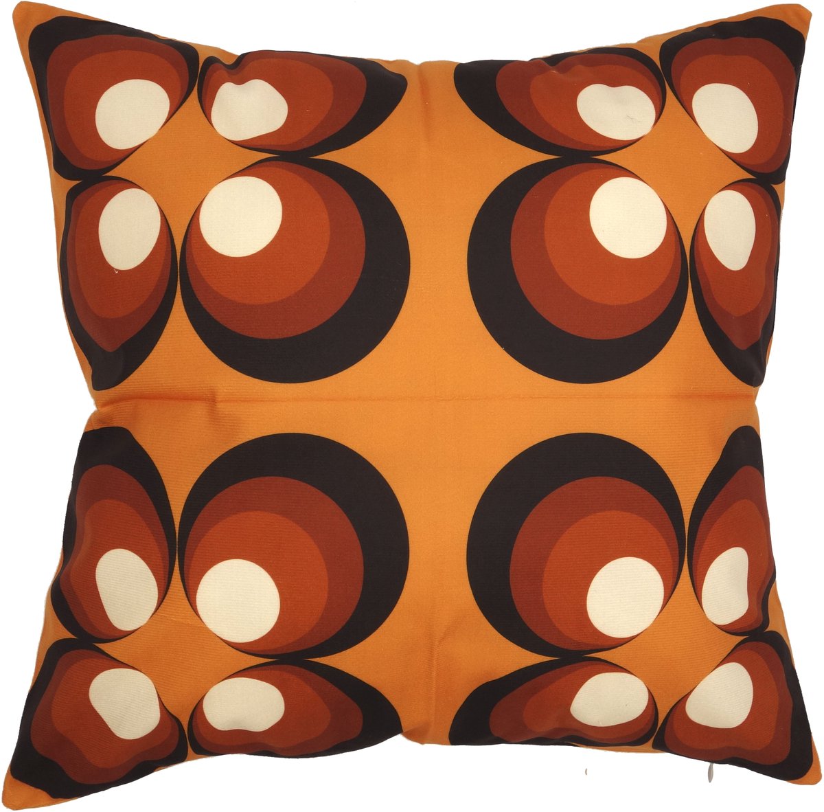 De Kussenkraam Retro Groovy Midcentury kussenhoes cirkels oranje - 45 x 45 cm - Exclusief binnenkussen