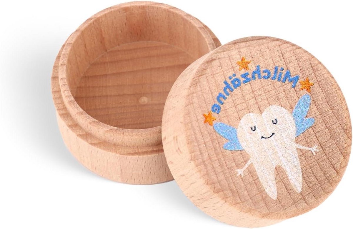 Melktandendoosje - Kinderen - Personaliseerbaar - Blauw - Hout - Bewaarbox - Geschikt voor Jongens en Meisjes - Doosje voor Melktanden - Cadeau-ideeën voor Ouders - Tandendoosje met Naam - Tandjes Bewaren met Stijl