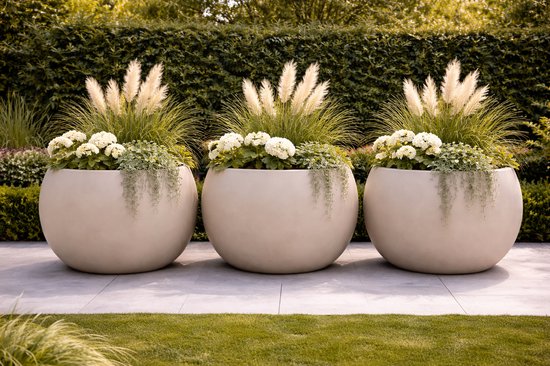 fiberstone bloembak rond 80 beige