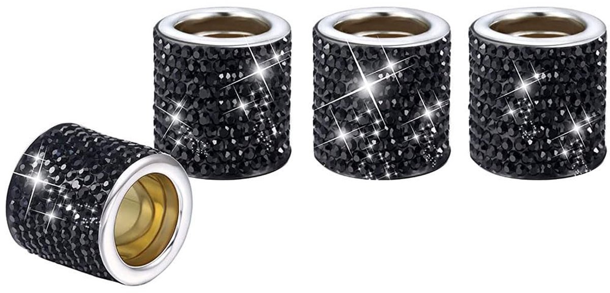 Jhubersproducts - Crystal Car Seat Hoofdsteun Decoratie - Bling Accessoires - Zwart - Strass Design - Geschikt voor Meisjes en Dames - 4 Stuks