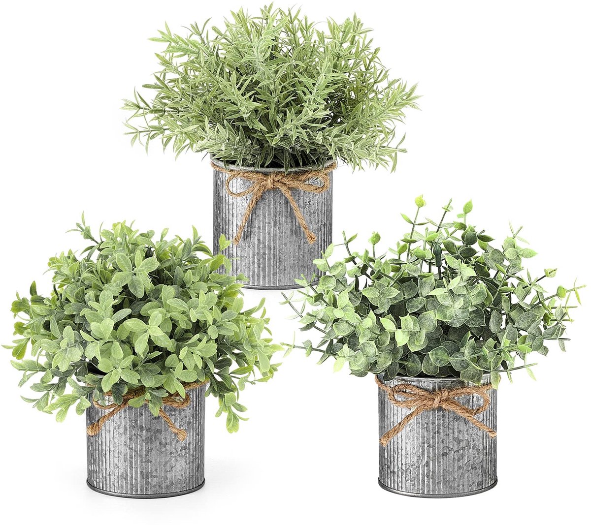 Jhubersproducts - Mini Nepplanten in Metalen Potten - Kunstplanten voor Binnen - Rustiek D