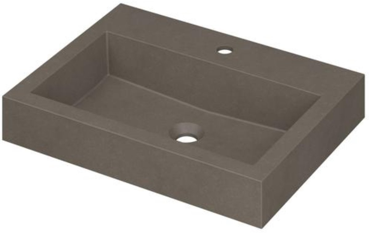 INK Momento Wastafel Quartz met 1 Kraangat - 600x450x90 mm - Quartz Beton
