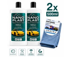 Nano Plast Car polish | 2 Stuks Autopolish | Incl poetsdoeken - Polijstmiddel | Polijstpasta | 2x 500ml | Krasvrije autolak met diepe glans | auto | boot | Vaderdag Cadeau