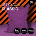 Grote paarse XXL zitzak met de tekst 'Sitzsack Classic' en 'XXL Size'.