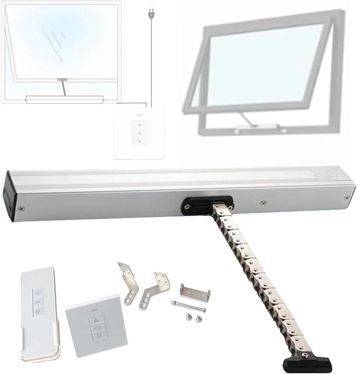 Elektrische Raamopener - Ketting Actuator - Automatische Ventilatie - Met Afstandsbediening - 30-100cm Slag - Zwart