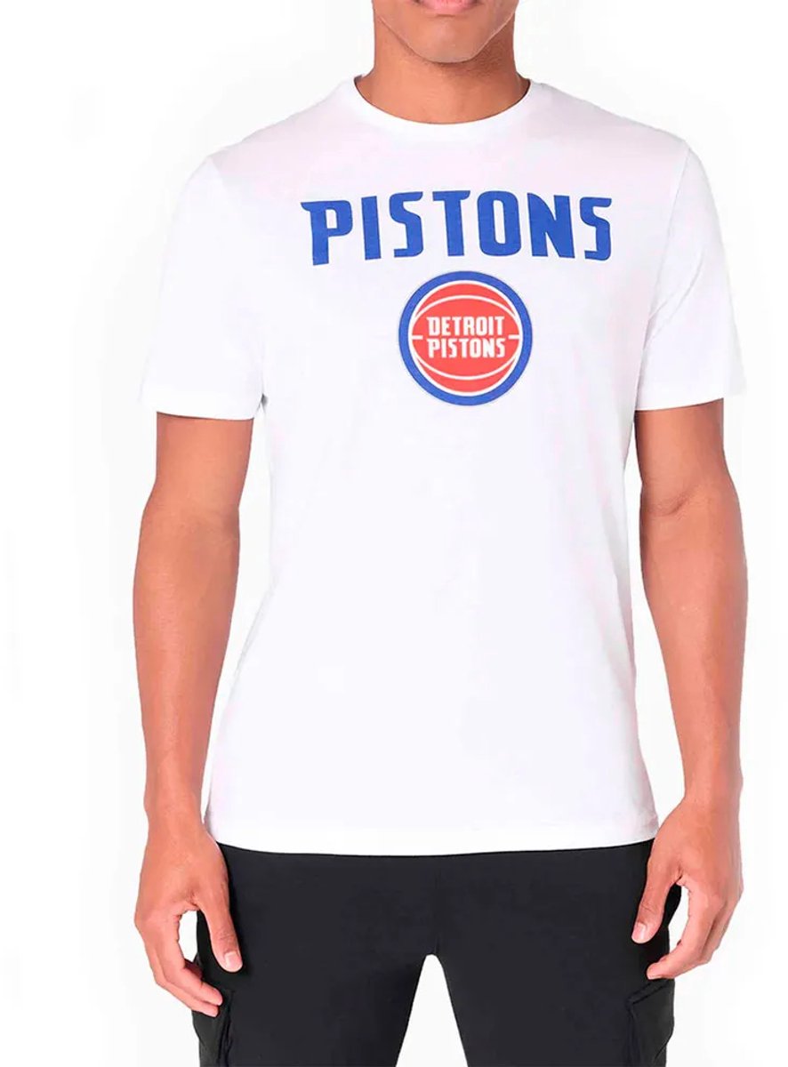 New Era Nba Regular Detroit Pistons T-shirt Met Korte Mouwen M Man Wit