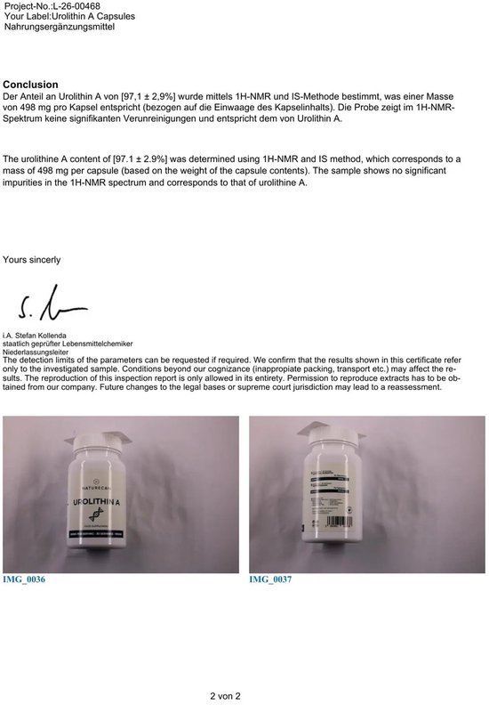 Naturecan Urolithin A capsules, verpakking met etiket.