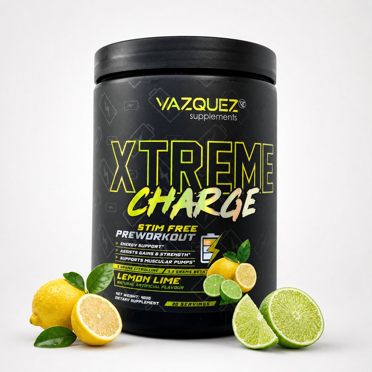 Xtreme Pre Workout - Stim Free - Lemon-Lime - Caffeïne Free - Pump - Pre Workout - Cafeïne vrij - Stim free - Voor Training - L-Citrulline - Geen Cafeïne