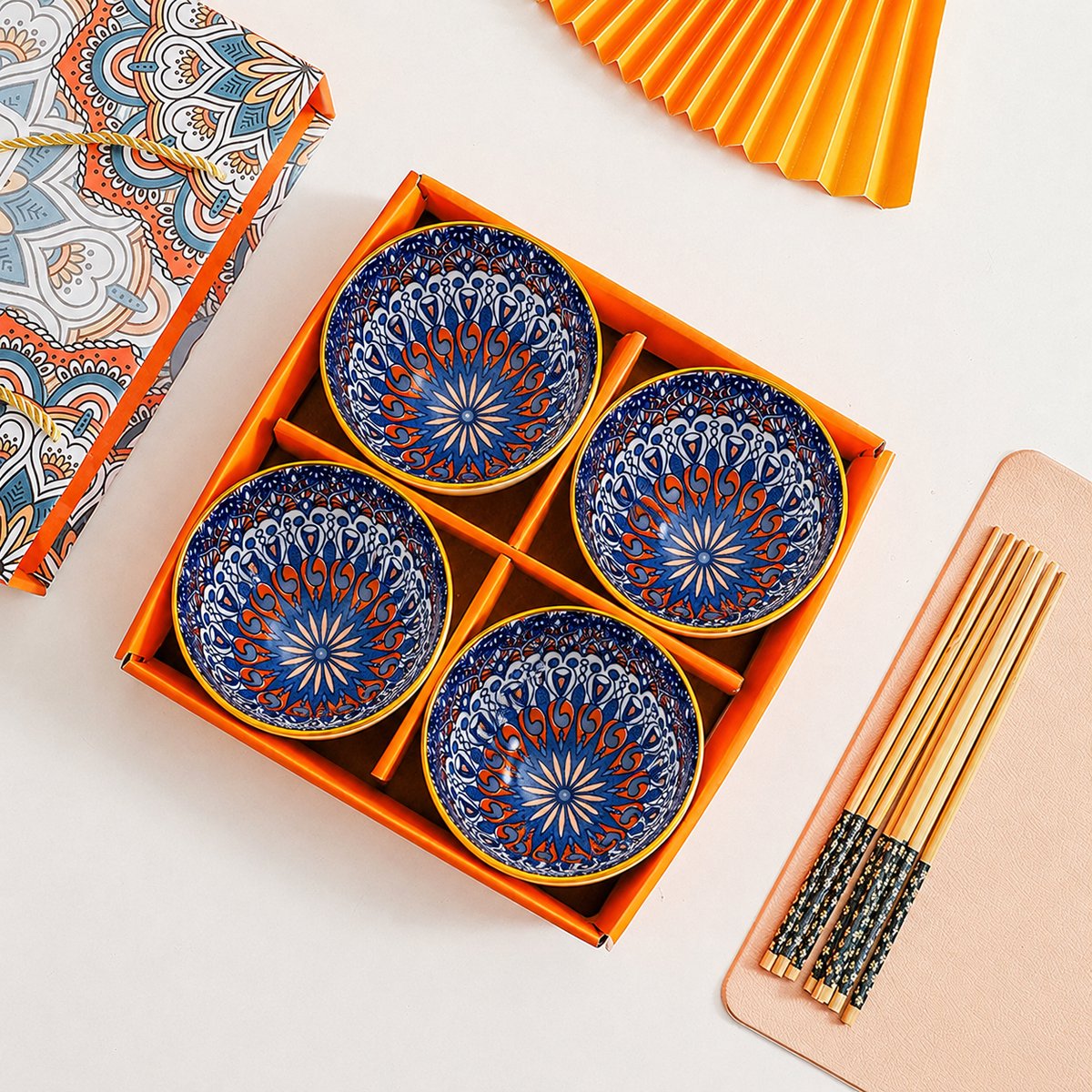 Snackschalen 4-delig – tapas schaaltjes – 225 ml – Luxe Geschenkset - oranjenacht