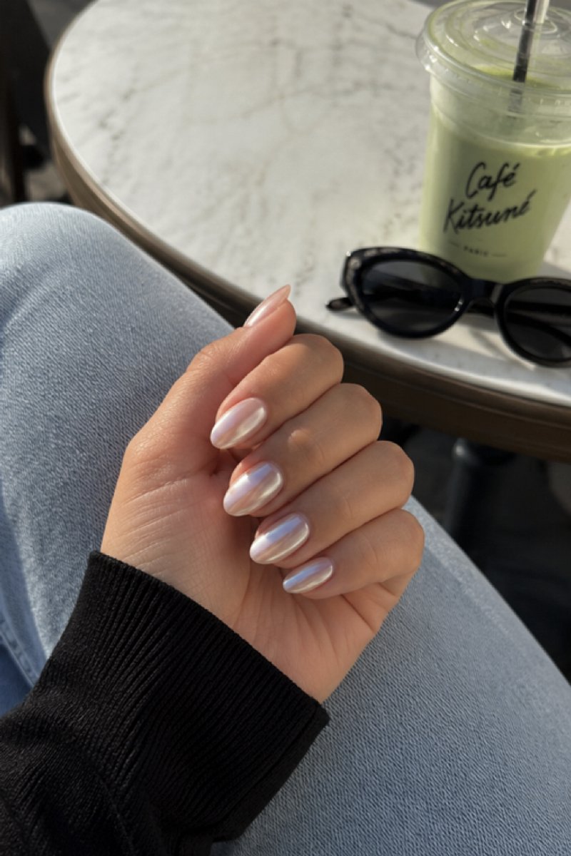 Soft press on gel nagels chrome
