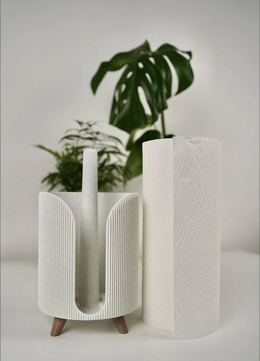 Keukenrolhouder Staand marmer – Minimalistisch Design met Pootjes – Keuken Organizer Aanrecht – Cadeau Keuken Accessoire