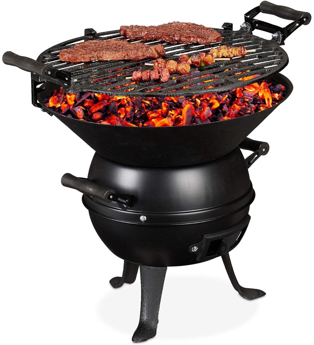 LeeuwenChoice® Houtskool BBQ - Ø35 cm Grill - Hoogte Verstelbaar - Draagbaar Gietijzer Design