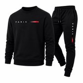 Stijlvolle Paris Zwart Trainingspak voor Heren - Comfortabele Hoodie & Joggingbroek Set, Mode en Sport - 3XL