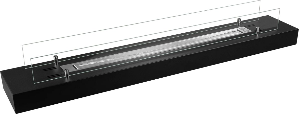 Bio-ethanol haard inbouw 1200 mm zwart met glas – 1L brander – tot 4,2 kW – moderne sfeerhaard