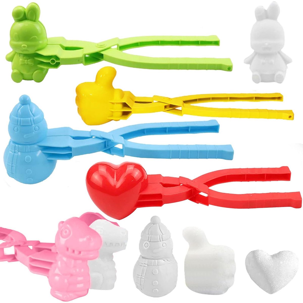 Dailygoods - Sneeuwbaltang voor kinderen - Sneeuwbalmaker - Creatief buitenspel - 5 stuks - Diverse vormen - Voor winterplezier - Geschikt voor kinder