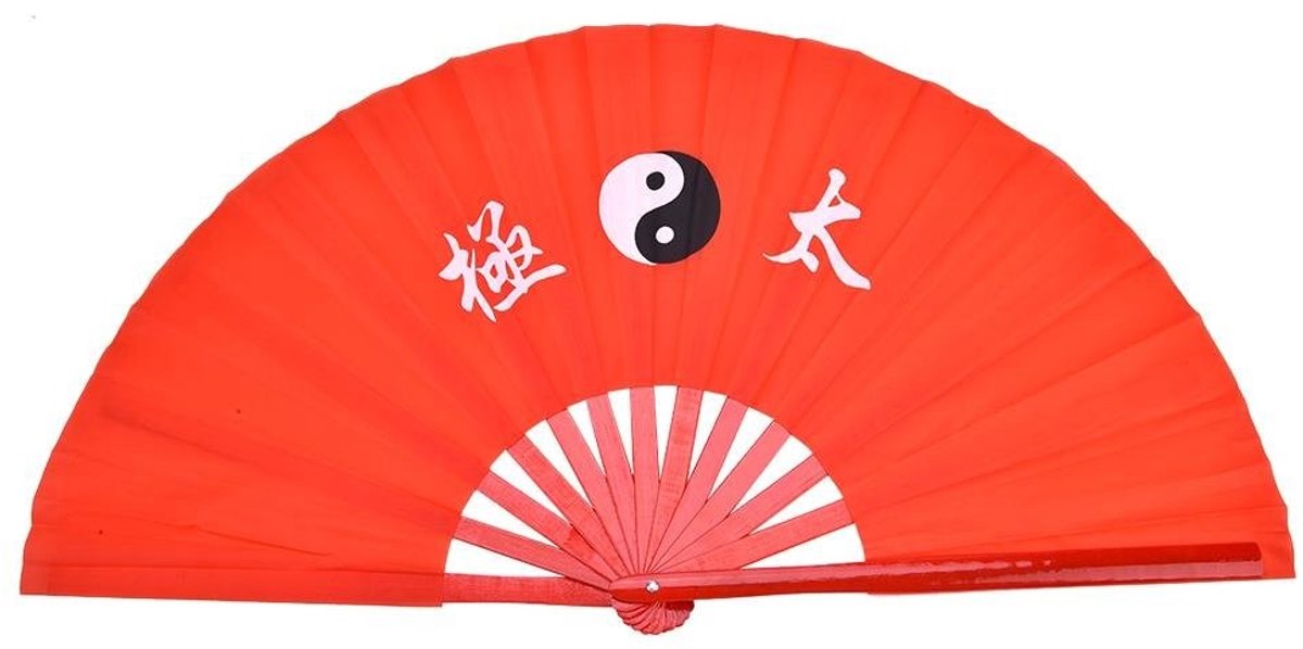 Dailygoods - Chinese Kung Fu Tai Chi Fan - Bamboe Ventilator - Ideaal voor Vechtsporten - Rood-Rib - Draak Hand Fan - Voor Kinderen en Volwassenen