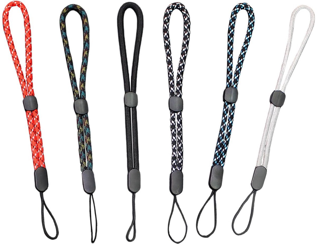 Dailygoods - Polsbanden - Verstelbare polsband - Universele lus - 6 kleuren - Sleutelband - Mobiele telefoonband - Geschikt voor camera en sleutelhang