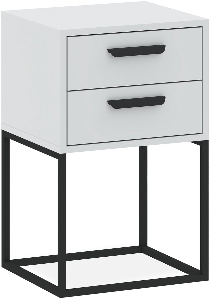 KONSIMO® RECTUS Nachtkastje - met lades - Bijzettafel - Wit - 40x65x39 cm
