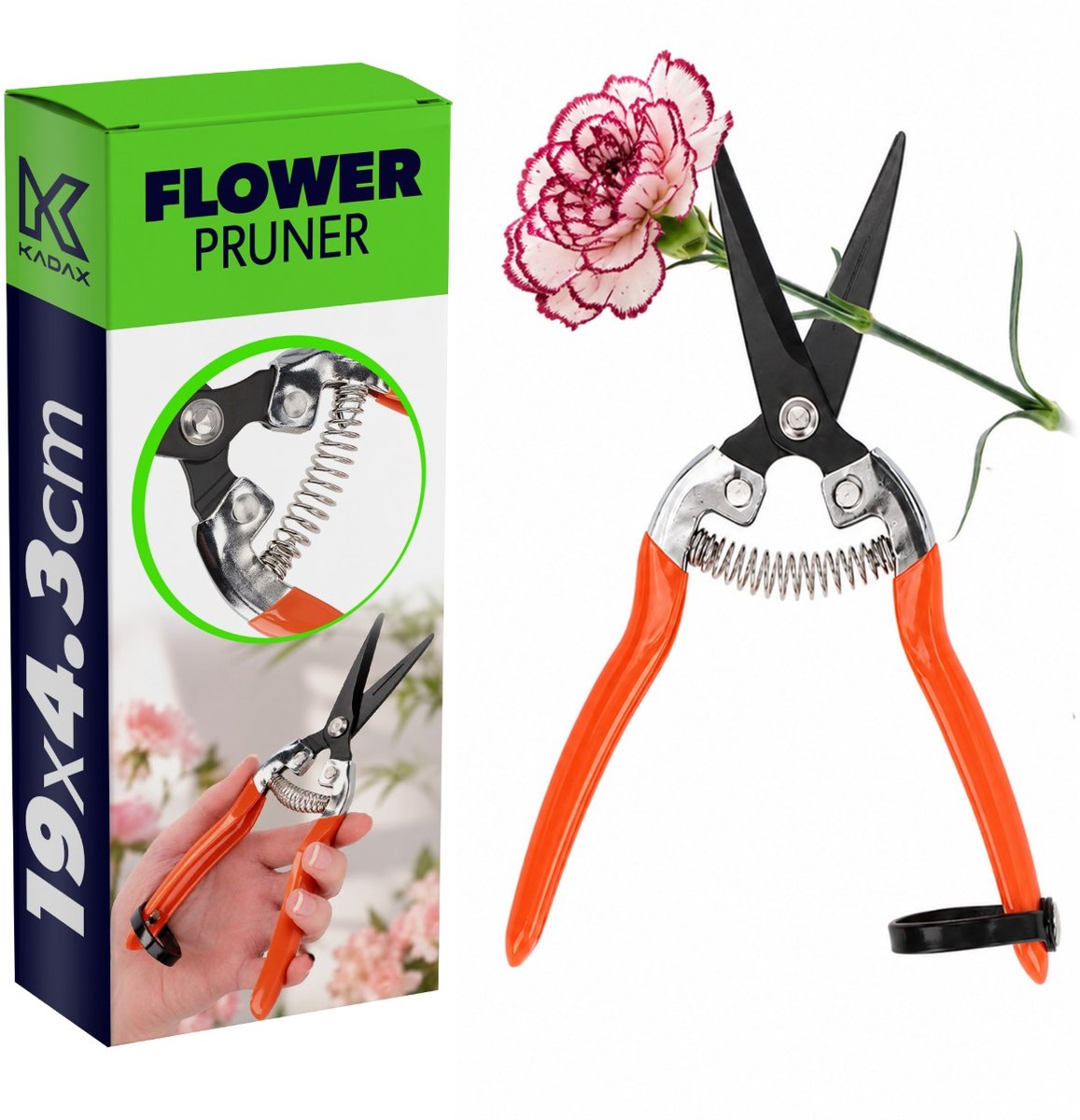 KADAX Snoeischaar met stalen lemmet en antislipgreep, schaar voor heggen, struiken, fruitschaar, rozenschaar, bloemenschaar, boomschaar (L: 19 cm)
