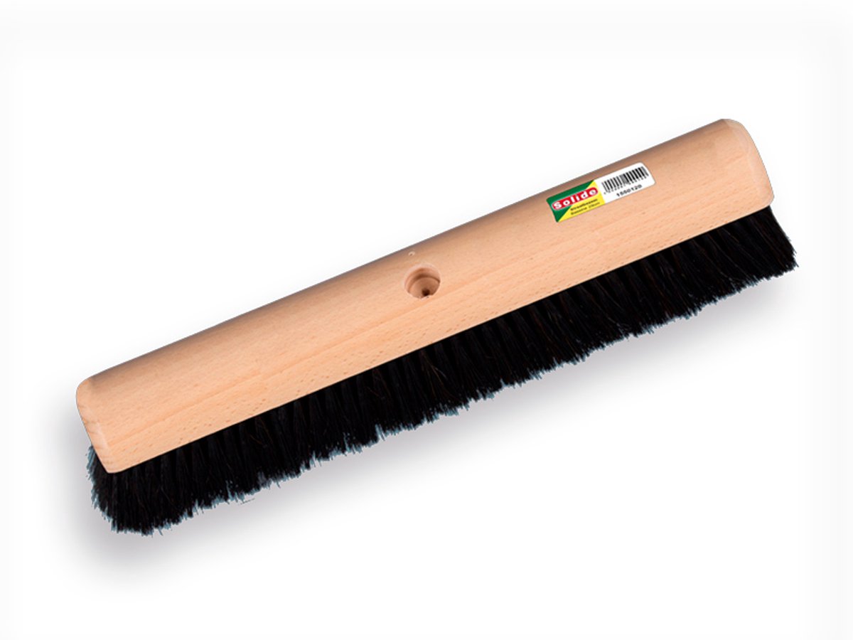 Solide - Zaalveger gemengd paardenhaar zwart 60 cm, ronde kap, zonder steel. FSC 100%