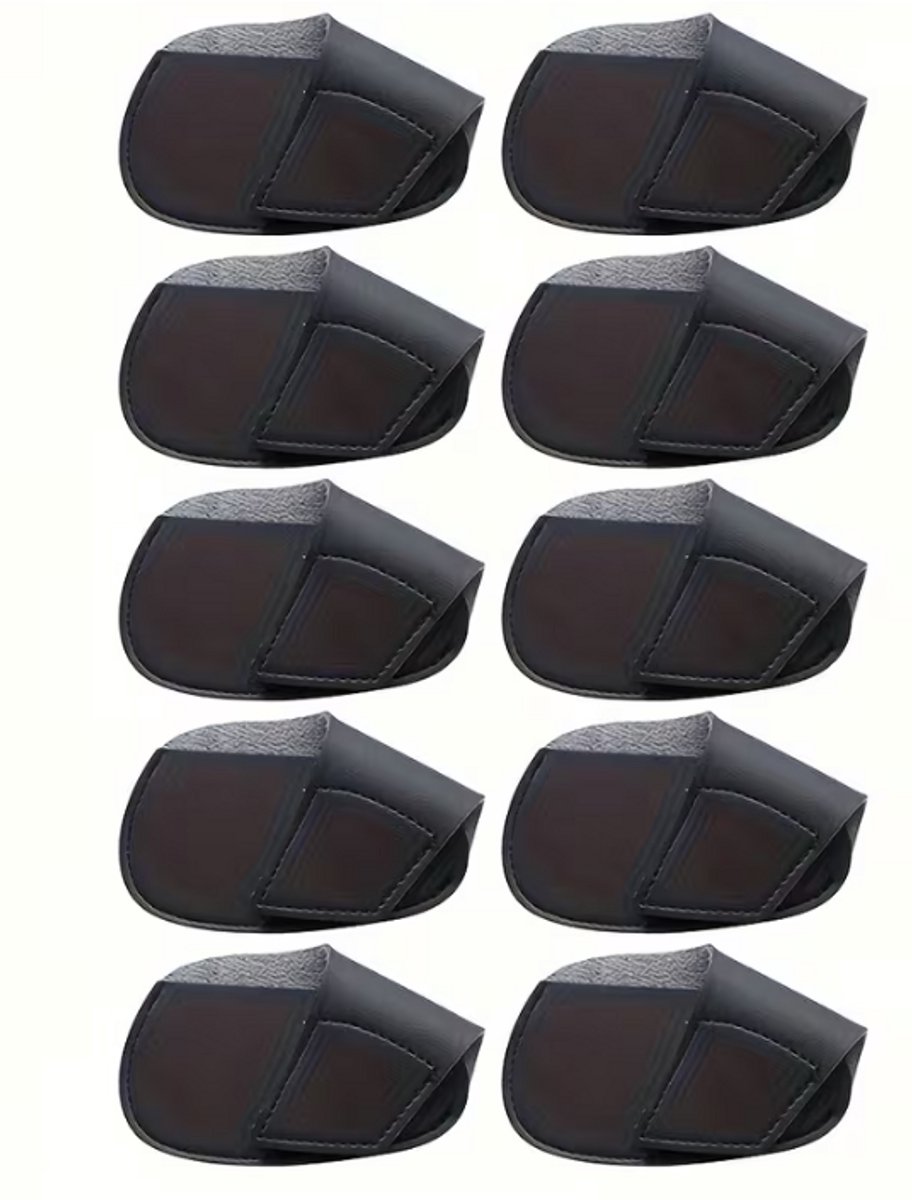 Golf Club Covers IJzer Zwart – Golf Headcover Set – Bescherming voor je IJzers - Golfclub Covers - 10 stuks - Leer - Golf Accessoires - Golf Headcovers - Golf Spullen