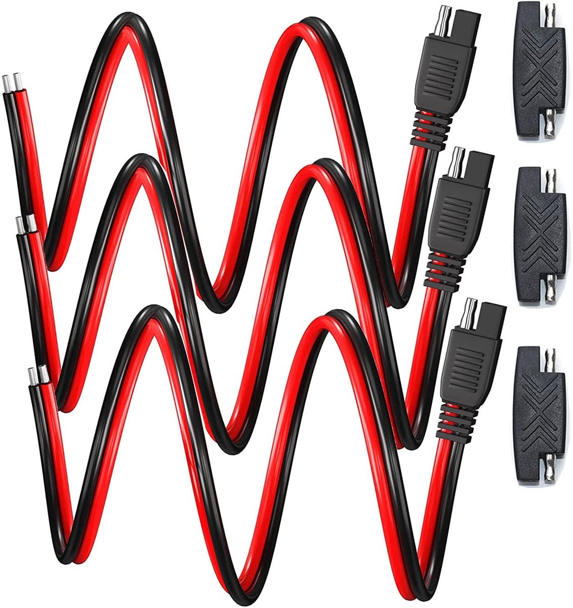 RUNCCI-YUN 3-Pack SAE Verbinding Cables 12V-24V 16 AWG - 30 cm voor Motoren en Auto's