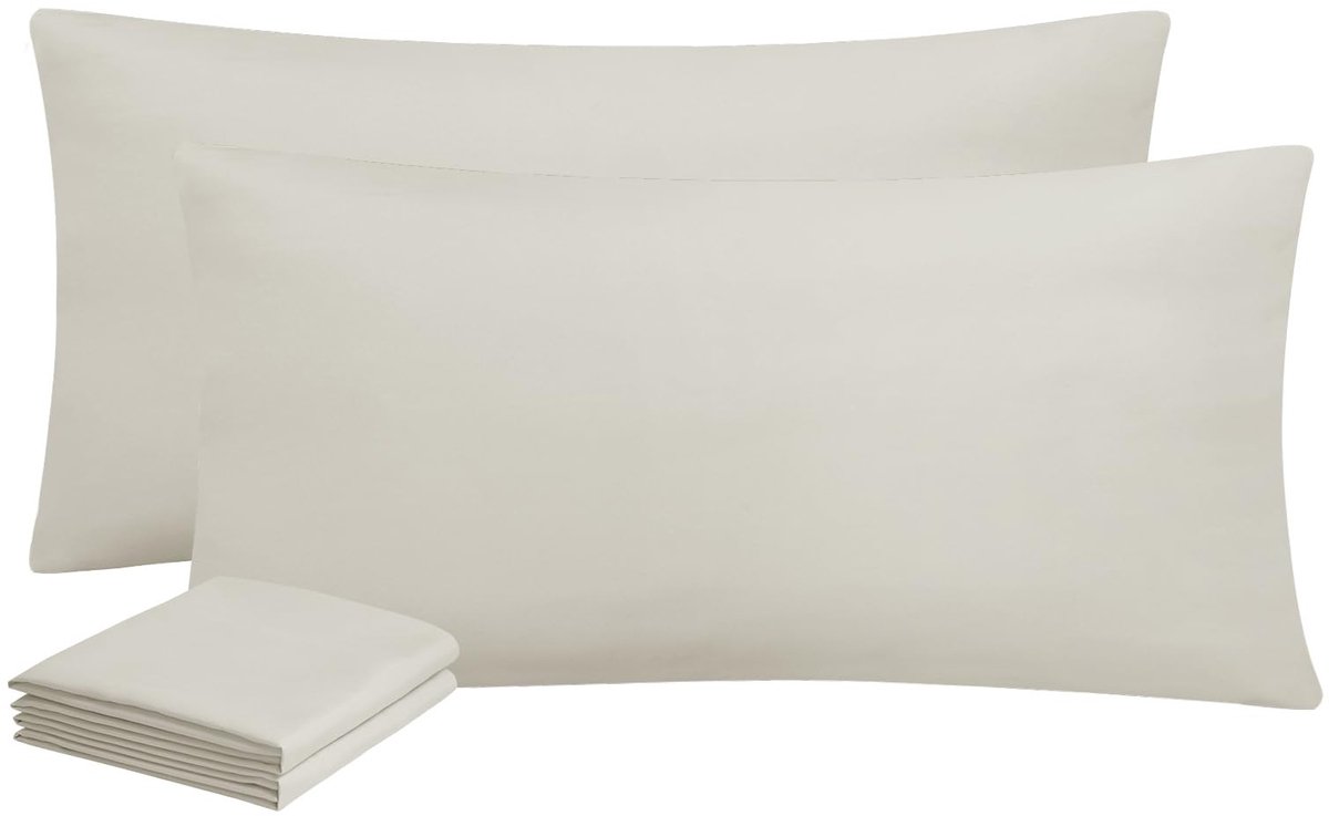Vlemico - Kussensloop - Set van 2 - Zacht en onderhoudsvriendelijk - Beige - Hoofdkussenslopen 40x80 cm - Perfect voor slaapcomfort en decoratie