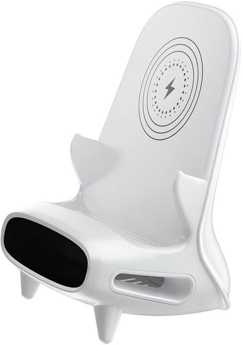 Vlemico - Draadloos laadstation - Draagbare oplader - 15 W snelle oplading - Wit - Telefoonoplaadstandaard - Muziekfunctie - Geschikt voor alle mob...