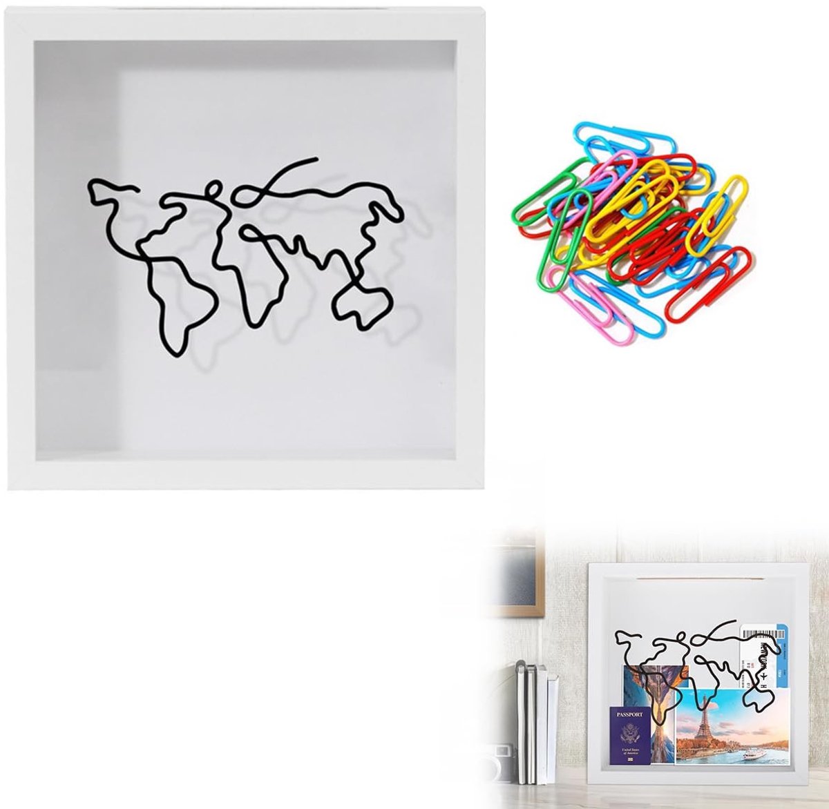 By shayne - Reisarchiefbox - Fotolijst voor herinneringen - Wit - Concertkaarten opslag - Ideaal voor avonturiers - Voor het bewaren van herinneringen