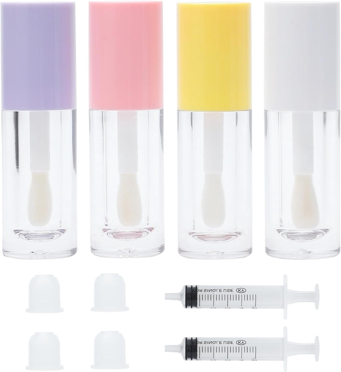 Set van 4 Stuks Lip Gloss Houder met 2 Plastic Spuiten en Lege Lip Balm Flessen voor DIY Make-up en Lipstick Creaties