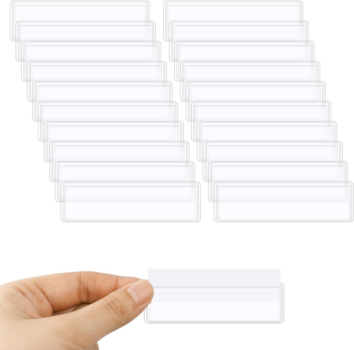 Dailygoods - Dailygoody - Self Adhesive Label Holders Set - 60 Transparante Etikethouders + 60 Indexkaarten voor Organisatie
