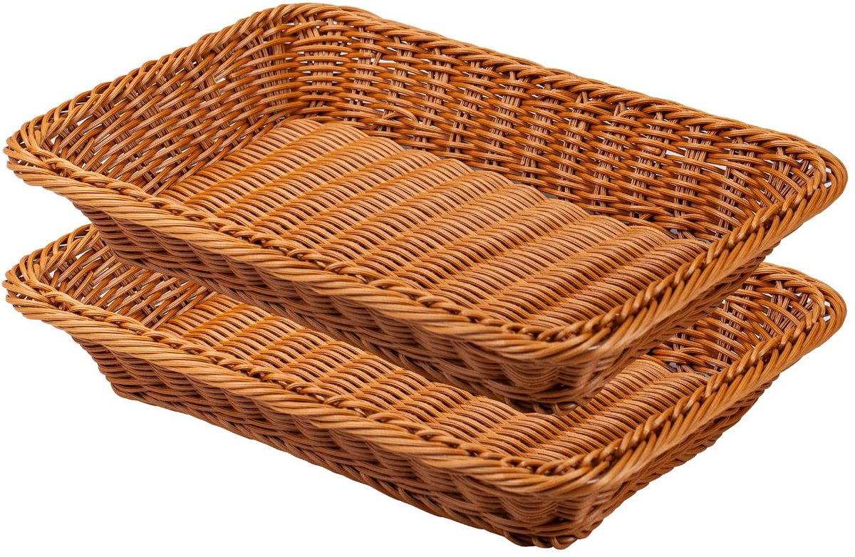 Dailygoods - Cosensi - Dailygoody - Broodmand - Set van 2 - Voor tafelservies - Bruin - Ideaal voor brood en snacks - Duurzaam en lichtgewicht