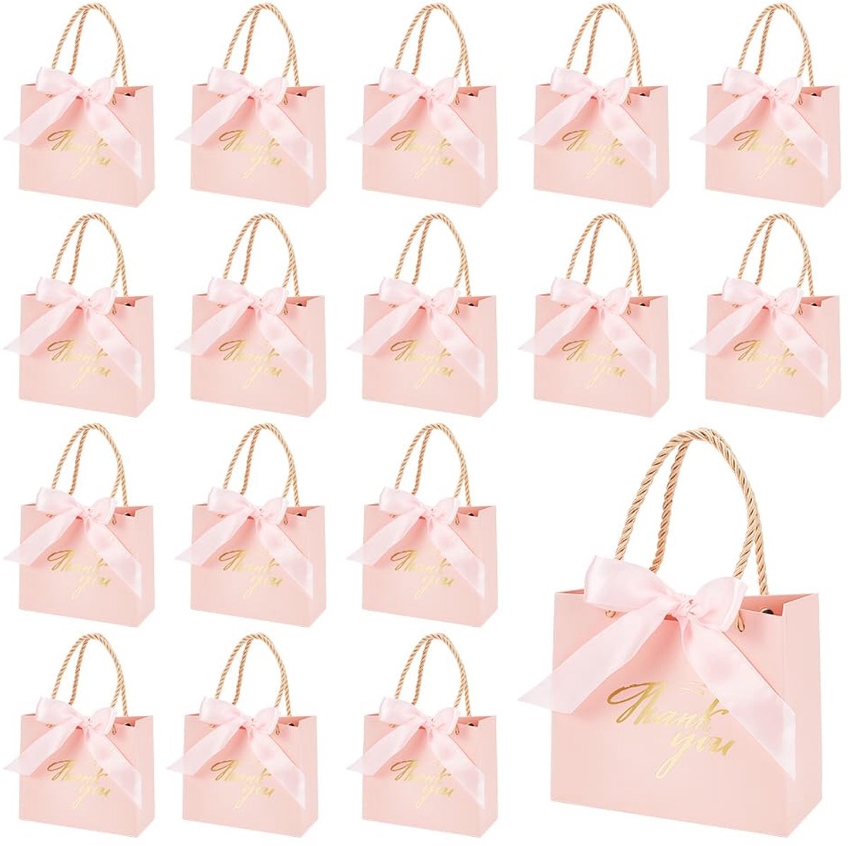Dailygoods - Dailygoody - Geschenkzakken - Papieren feestzakjes - Roze - Bedrukte cadeautasjes - Perfect voor bruiloften en verjaardagen - 24 stuks