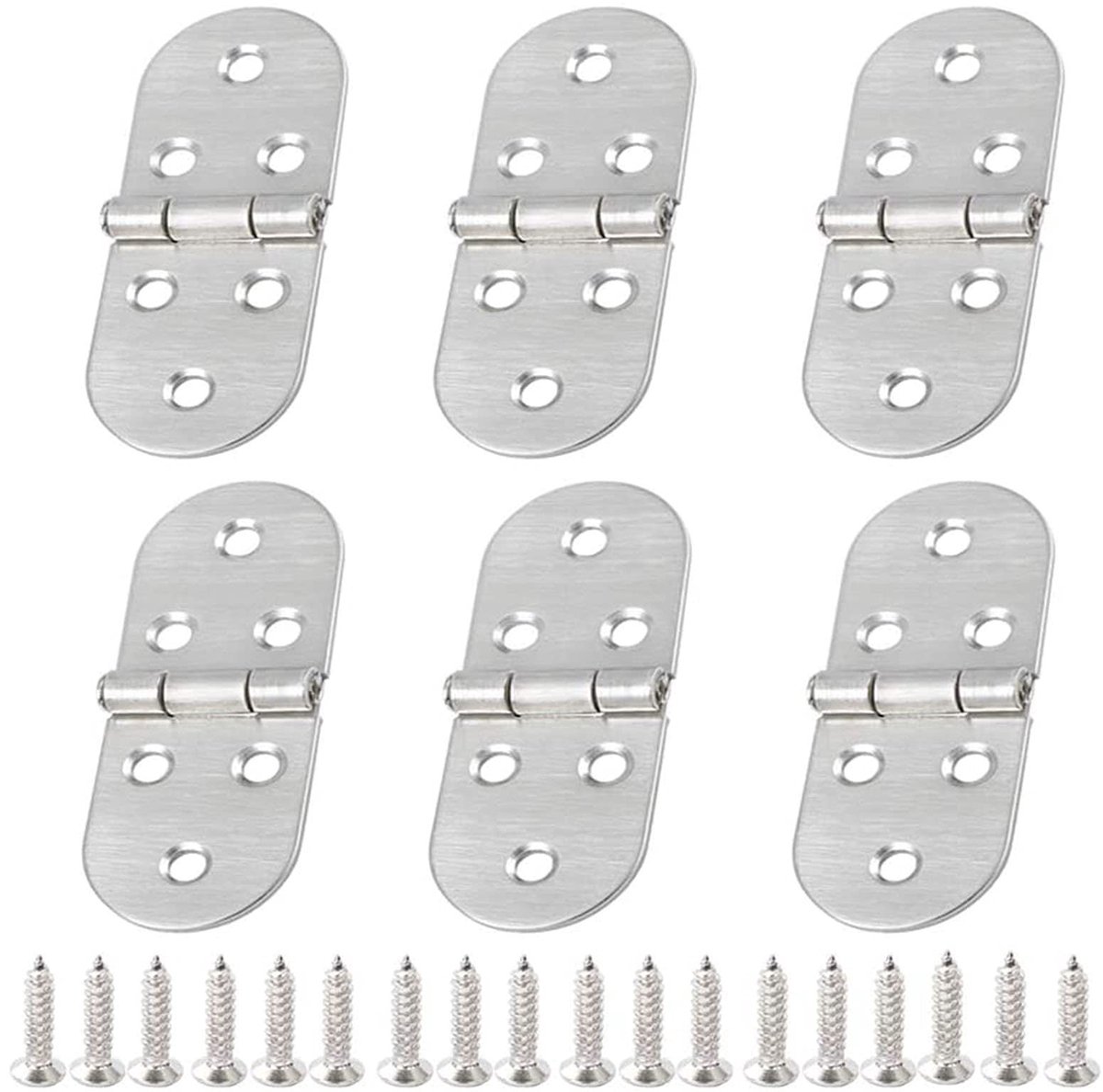 Dailygoods - Dailygoody - Roestvrijstalen deurscharnier - Scharnier voor meubels - Eenvoudige montage - 6 stuks - Geschikt voor binnen en buiten - Robuuste kwaliteit