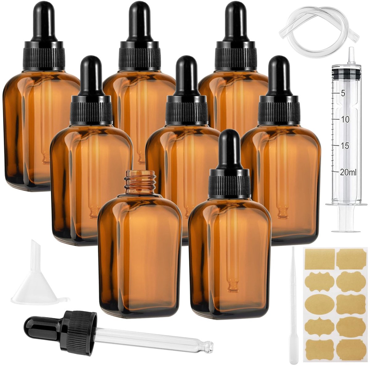 Dailygoods - Dailygoody - Glazen Pipetflesjes - Herbruikbare Glazen Fles - Stabiel Vierkantig Ontwerp - Bruin - Pipetflessen voor Essentiële Olie - Aromathera