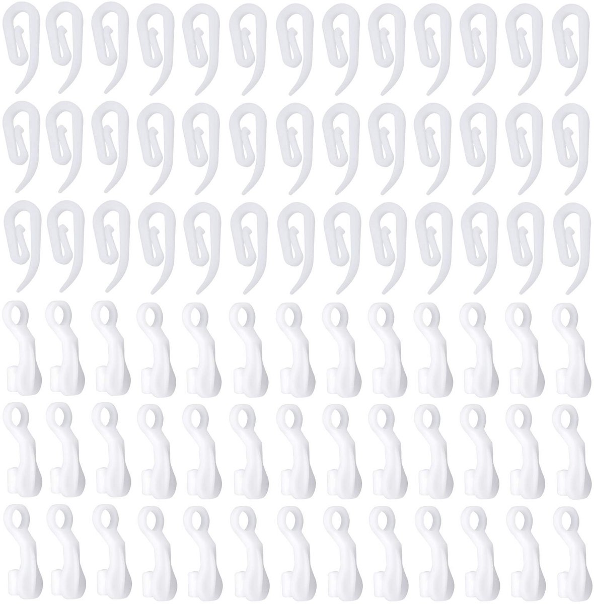Dailygoods - Dailygoody - Gordijnhaken - Witte Plastic Gordijnhaken - 100 Stuks - Ideaal V